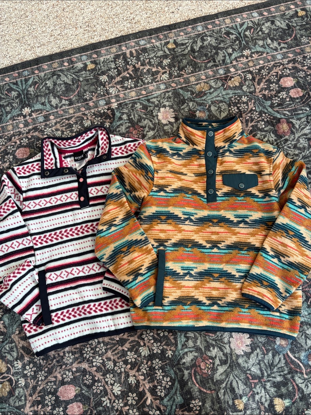 Multicolor Aztec Quarter-Snap Men’s Sweater - Unbranded